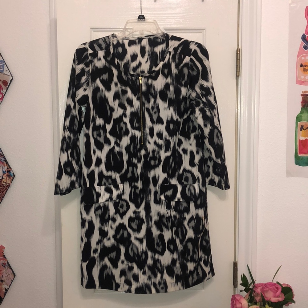 Black and white leopard dress
